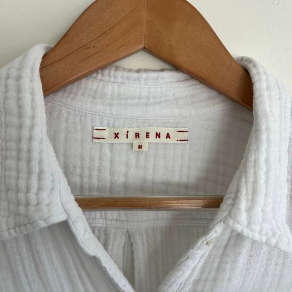 Xierena White Scout Gauze Button Down Top Shirt, Size Medium - Picture 7 of 13